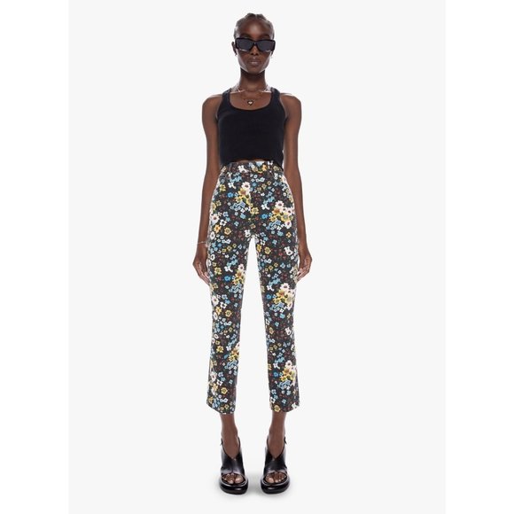 Free People Mother High Waisted Smokin Double Ankle In Pushing Daisies Size 24